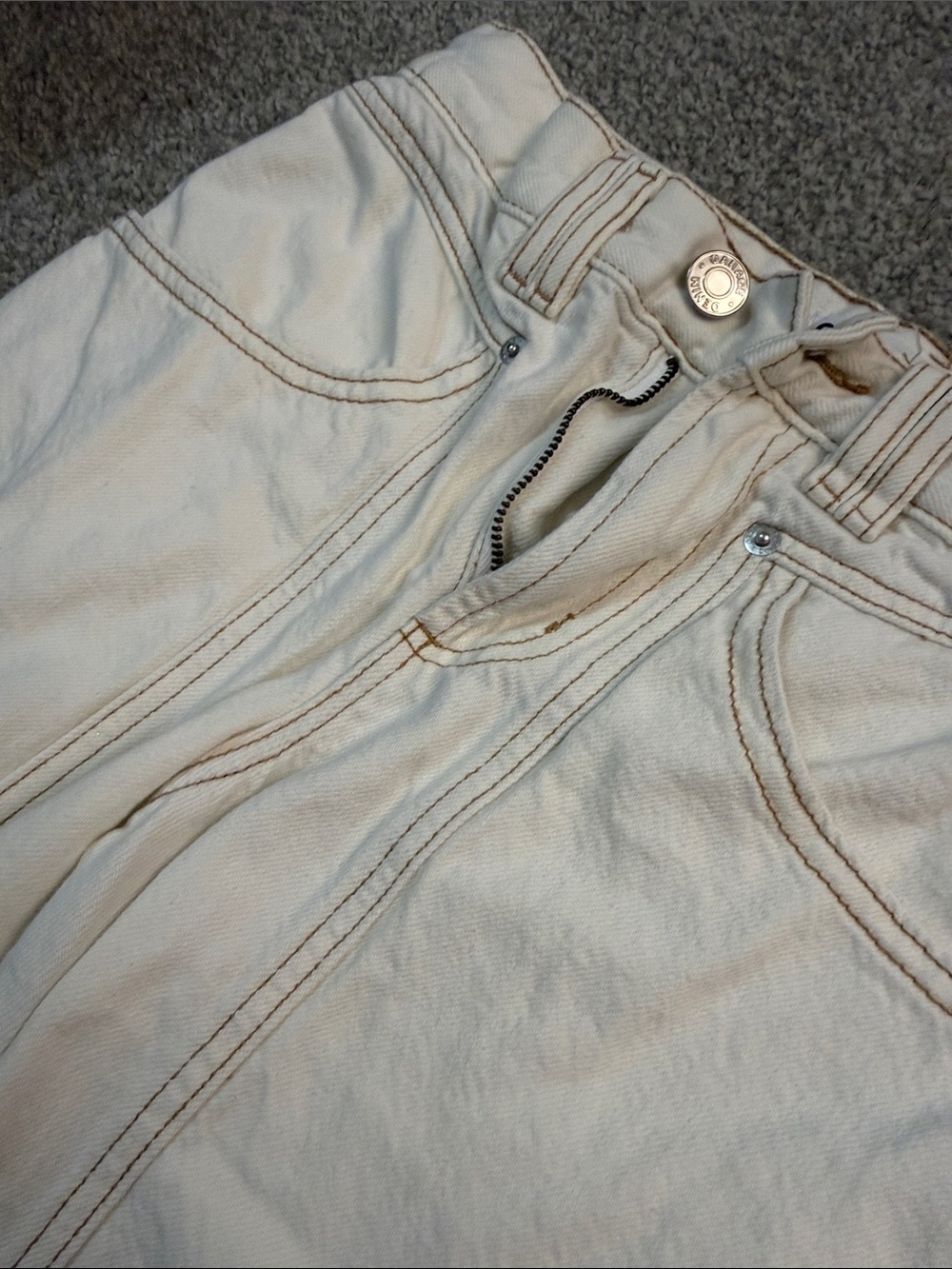 Garage Cream Wide-Leg Flare Jeans - Picture 3 of 4